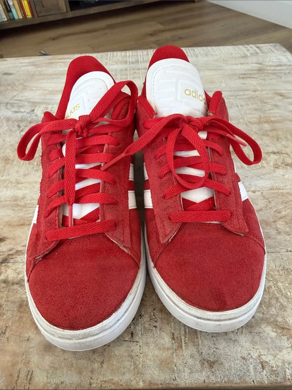 Adidas Grand Court Alpha Suede Low-Top Sneakers {Red/Wht/Gold} 9
